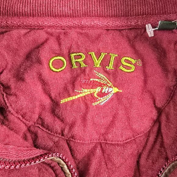 Orvis Sweatshirt Mens Size Large Quilted Half Zip Pullover Maroon Color - Picture 11 of 16